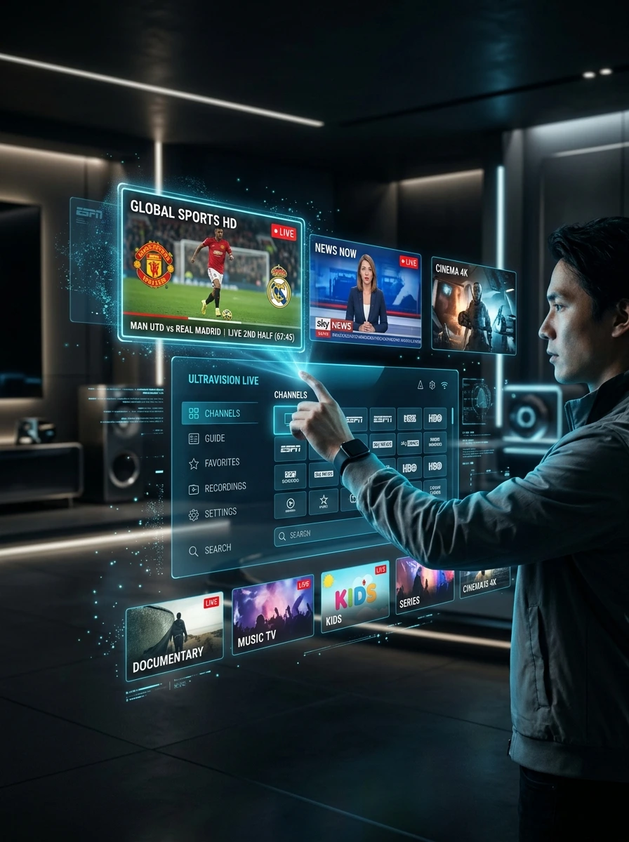 Modern Best IPTV interface with movies and series categories
