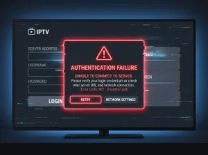IPTV Smarters authorization error on mobile app showing failed login attempt