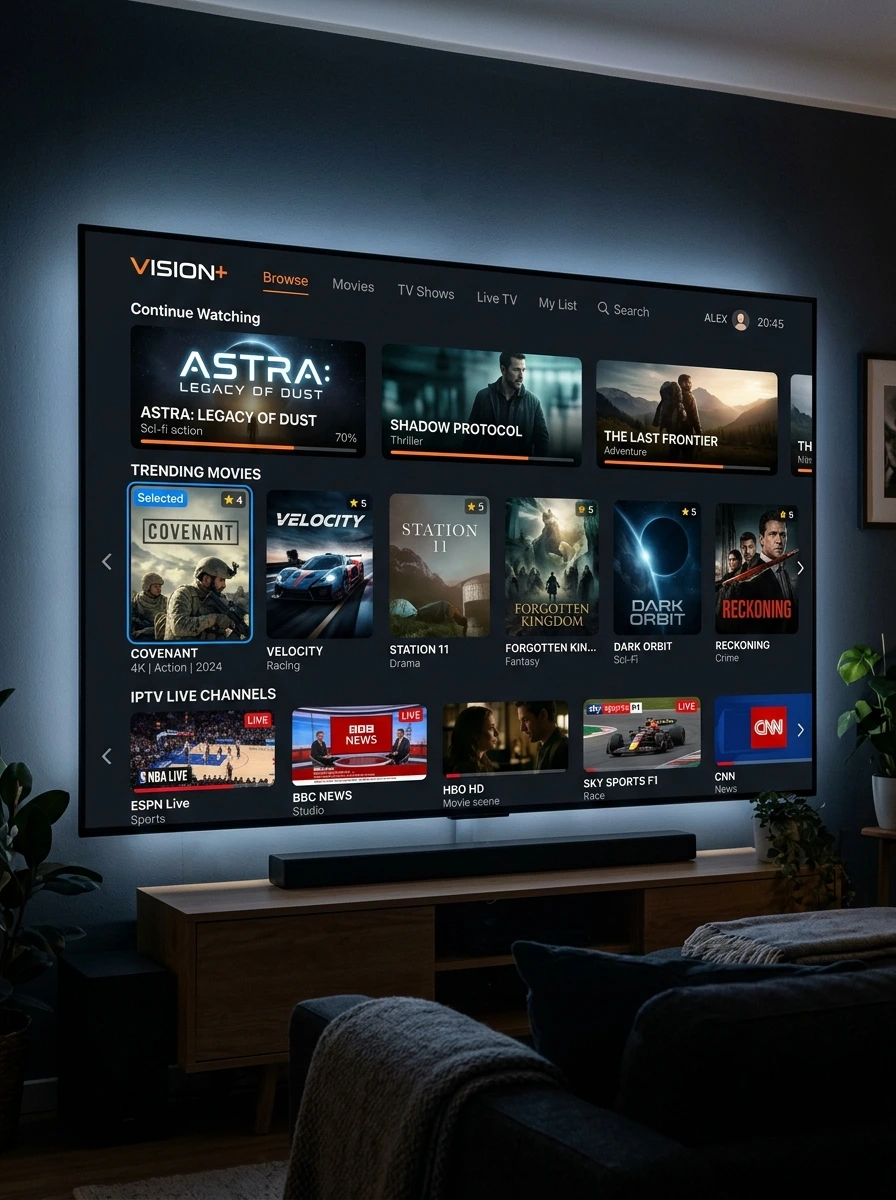 Best IPTV live TV service displayed on modern smart television