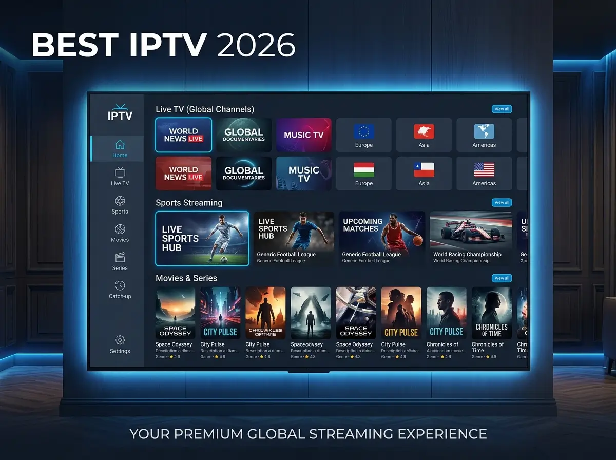 Best IPTV 2026 smart TV streaming setup with modern digital entertainment interface