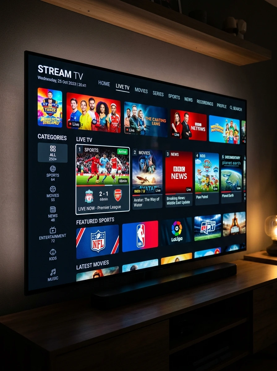 Best IPTV ultra HD television streaming interface